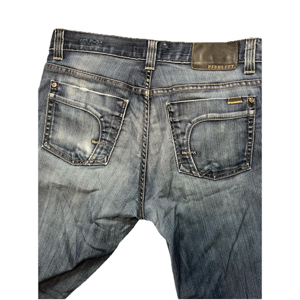 Fidelity Jeans Mens Blue Distressed Calvary Selvedge Seam 50-11/33 Denim - Picture 9 of 13